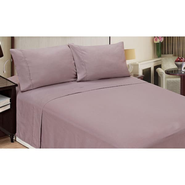 Home Dynamix 4-Piece Lilac Solid 80 Thread Count Microfiber King Sheet Set