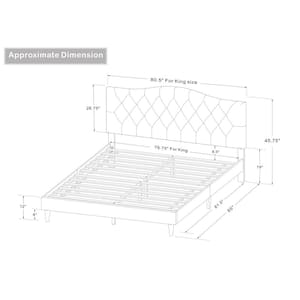 Driftwood Charcoal Gray Upholstered King Platform Bed with Tufted Arched Headboard