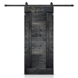 36 in. x 84 in. Metallic Gray Stained DIY Knotty Pine Wood Interior Sliding Barn Door with Hardware Kit