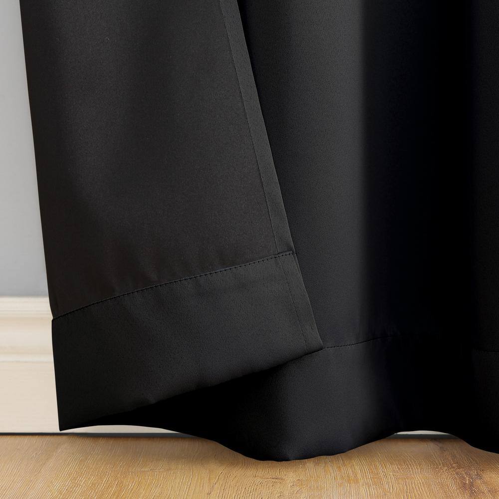 Black Polyester Blackout Grommet Window Panel, 52" x 63"