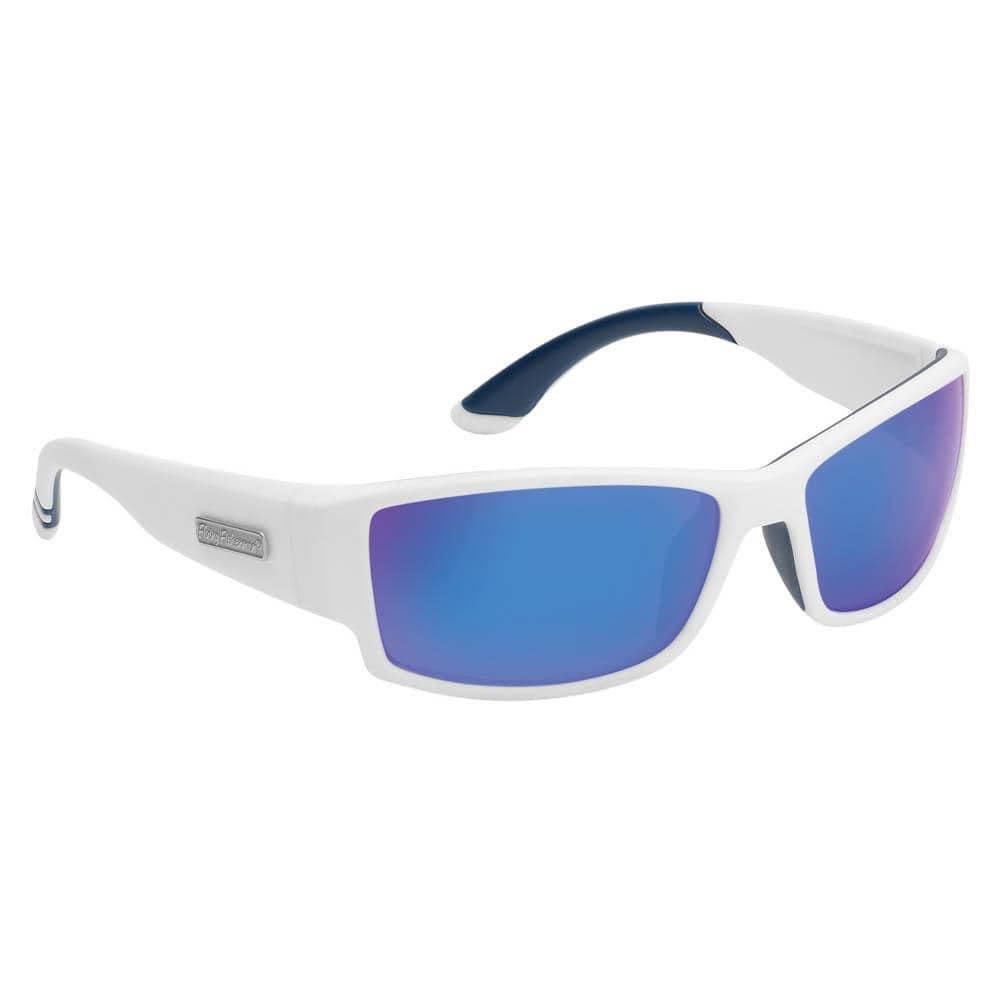 Flying Fisherman Razor Polarized Sunglasses Matte in White Frame with Smoke  in Blue Mirror Lens 7717WSB - The Home Depot