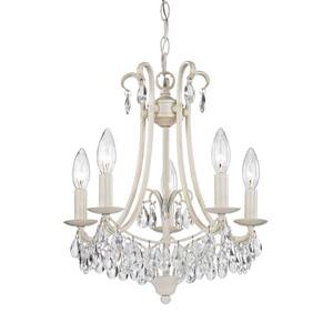 5-Light Antique Cream and Clear Mini Chandelier