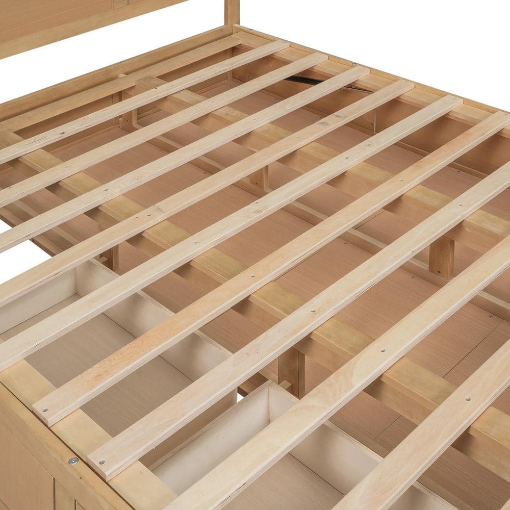 Brown Wood Frame Full Size Platform Bed with Underneath Storage and 2-Drawers - thumbnail 7