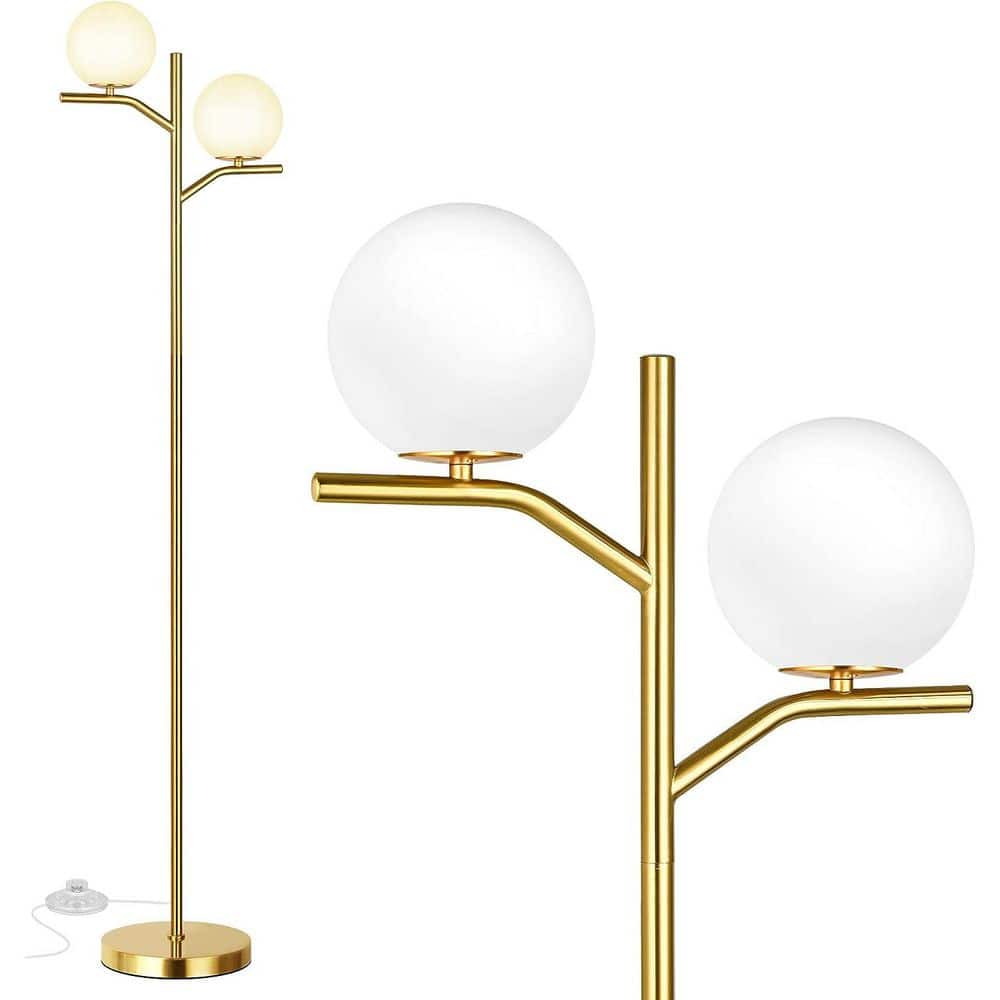 68 in. Gold Modern 2 Number of bulbs Dimmable Tree Floor Lamp for Living Ro