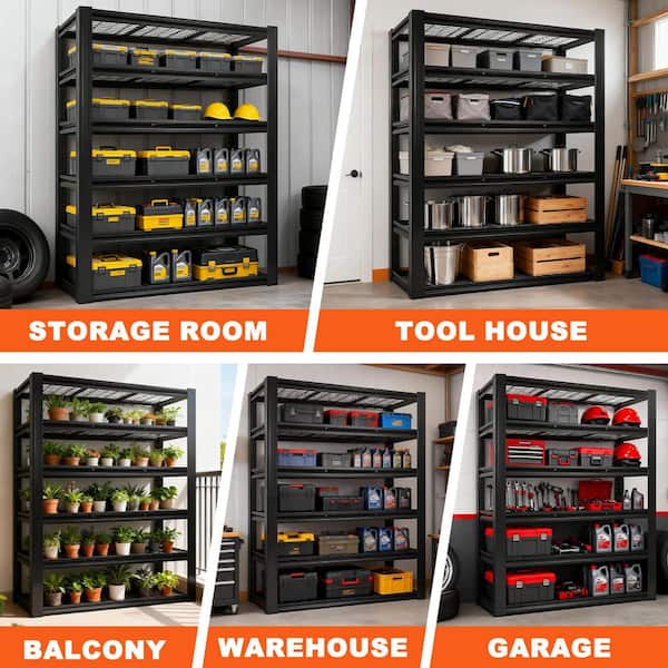 Siavonce 6-Tiers Heavy Duty Metal Adjustable Garage Household
