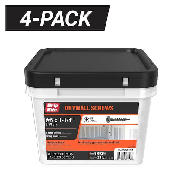 4-Pack 6 x 1-1/4 in. 2 Phillips Bugle Head Coarse Thread Sharp Point Drywall Screws (100 lbs./23,808-Piece)