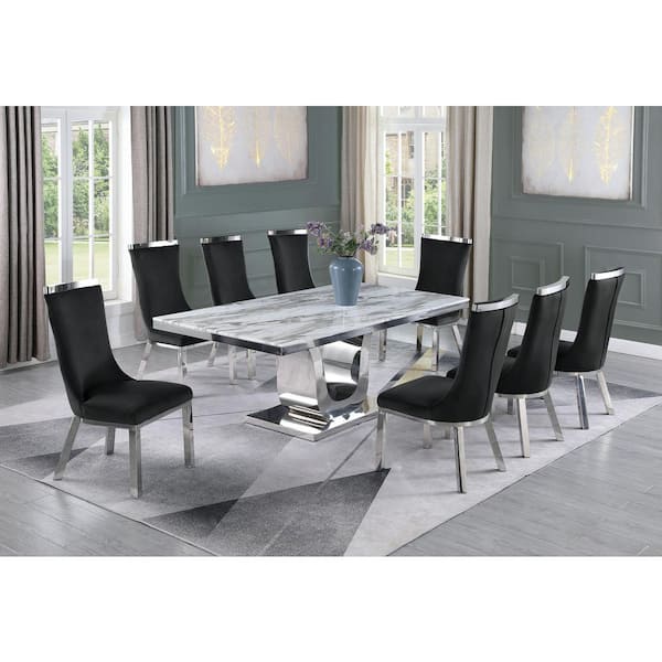 9 piece deals marble dining set