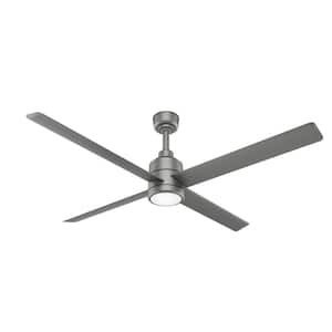 Trak 7 ft. Indoor/Outdoor Silver 120V 2500 Lumens Industrial Ceiling Fan with Integrated LED and Remote Control Included