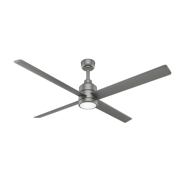Hunter Trak 7 ft. Indoor/Outdoor Silver 120V 2500 Lumens Industrial Ceiling Fan with Integrated LED and Remote Control Included