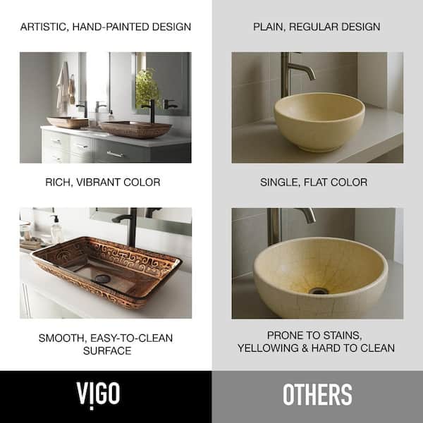 VIGO Donatello Golden Green Glass 23 in. L x 15 in. W x 5 in. H