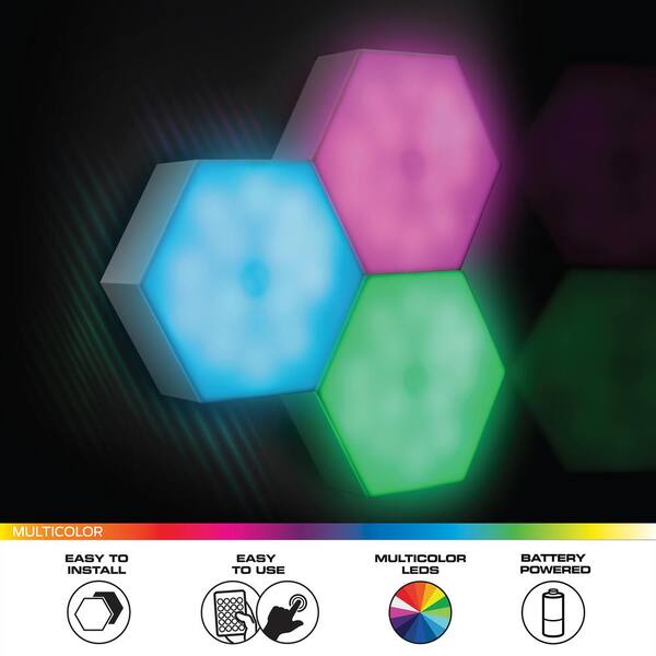 Monster 9-Piece Set Hexagon Unique Multi-Color LED Touch Light, 4  Color-Changing Modes ECOM-1082-PP3 - The Home Depot