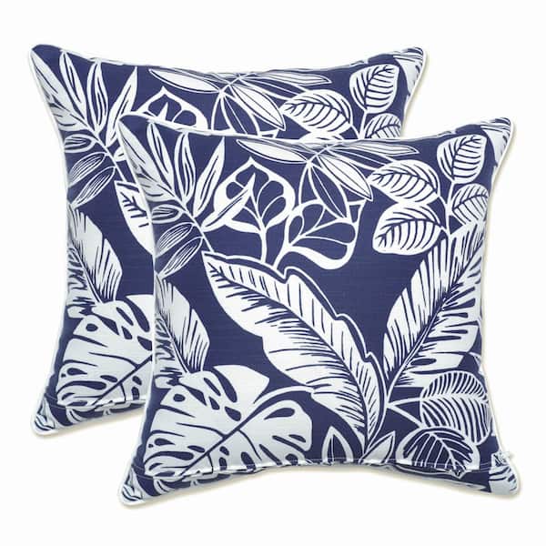 Pillow Perfect Floral Blue Square Outdoor Square Throw Pillow 2-Pack