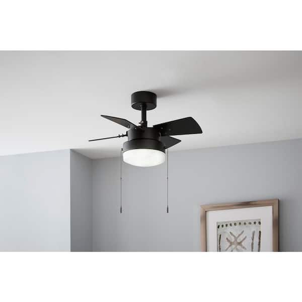 Hampton Bay Metarie II 24 in. Indoor Matte Black Ceiling Fan with