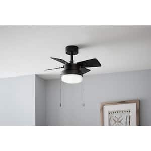 Metarie II 24 in. Indoor Matte Black Ceiling Fan with Light