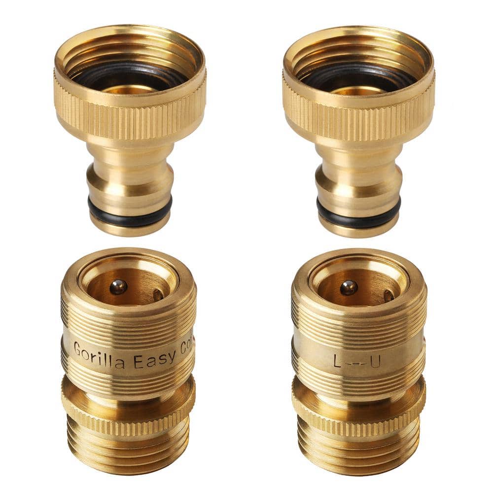3/4 in. Standard GHT Locking Brass Garden Hose Quick Connect Set for Hoses,
