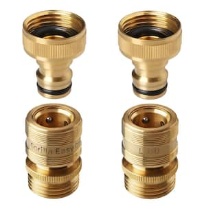 3/4 in. Standard GHT Locking Brass Garden Hose Quick Connect Set for Hoses, Faucets and Accessories (2 Sets)