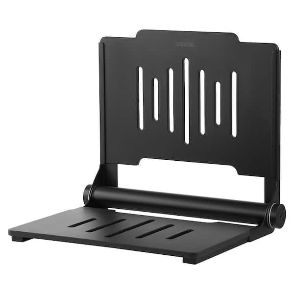Foldable Shower Seat Wall Mounted, 17.8in. Bench with Backrest, Plastic Seat and Stainless Steel Frame, 400lbs. Capacity
