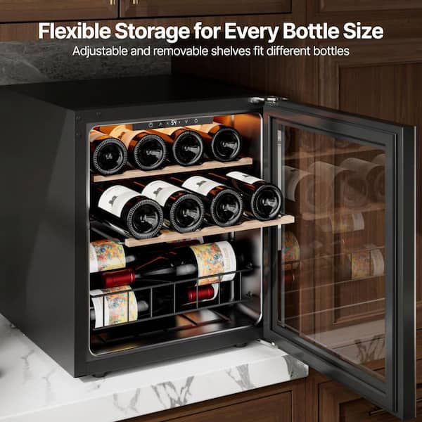 14-Bottle Single Zone Freestanding Compressor Wine Cooler Mini Fridge Cellar Cooling Unit in Stainless Steel