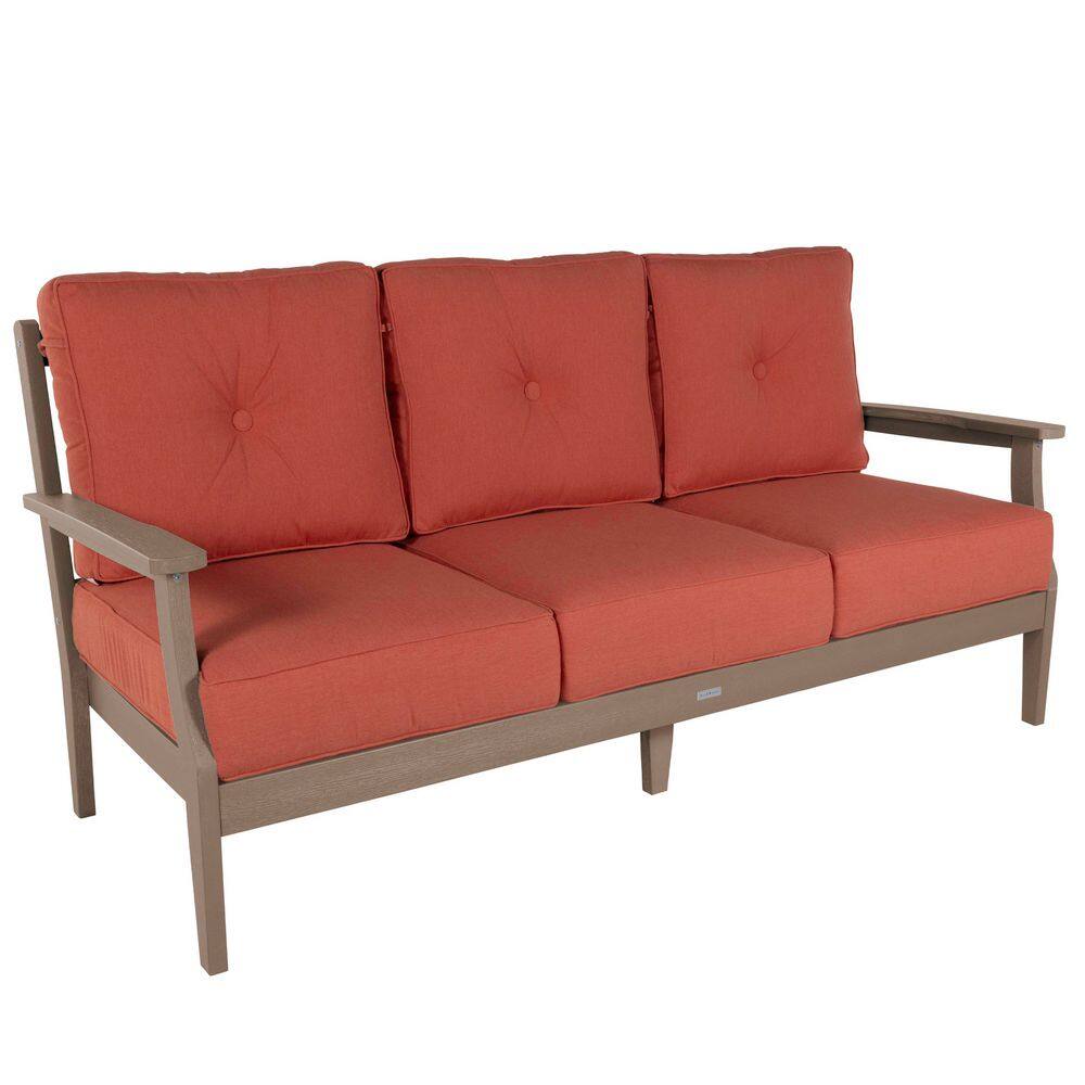 Lehigh 2-Piece Woodland Brown Recycled Plastic Outdoor Deep Seatingsofa/Couch Ottoman Set-Sunbrella Persimmon Cushion price history on PriceWatchPro