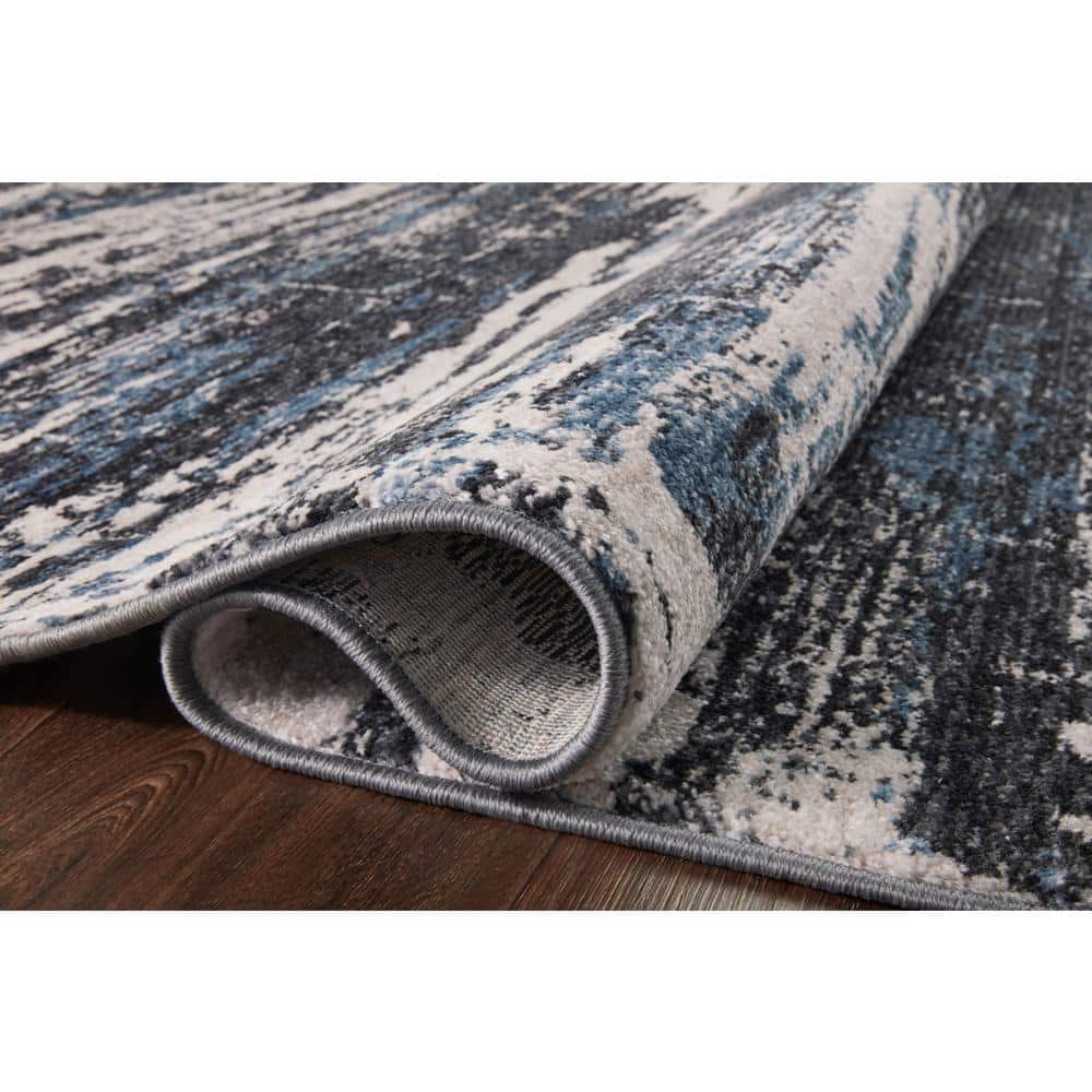Charcoal Dove & Ivory Abstract Viscose Runner Rug - 31in x 144in