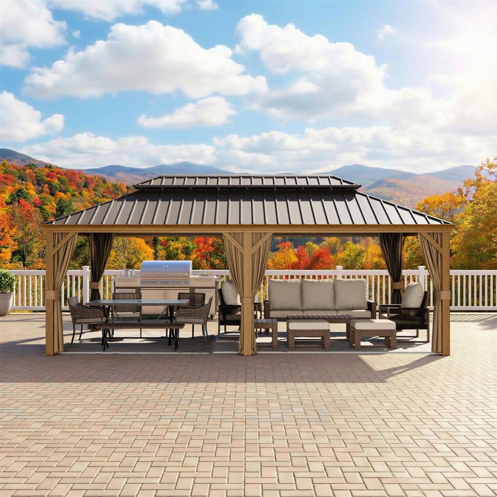 MeetLeisure 22 ft. x 12 ft. Double Roof Hardtop Aluminum Patio