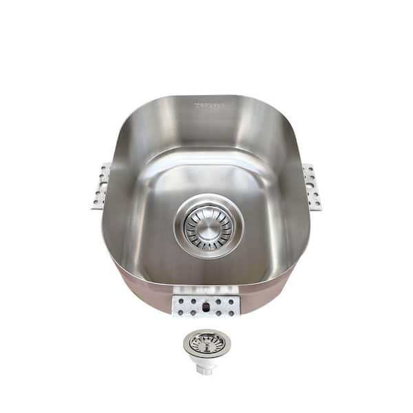 TopZero 18-Gauge Stainless Steel 12 in. Undermount Bar Sink with ...