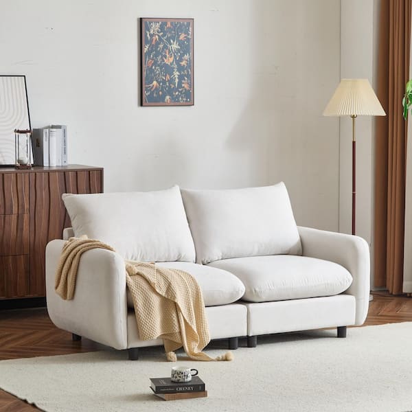 CHRISTOPHER KNIGHT HOME Willow 69.00 in. Modern 2-Seater Fabric Upholstered Solid Wood Modular Sectional Sofa in White Sand