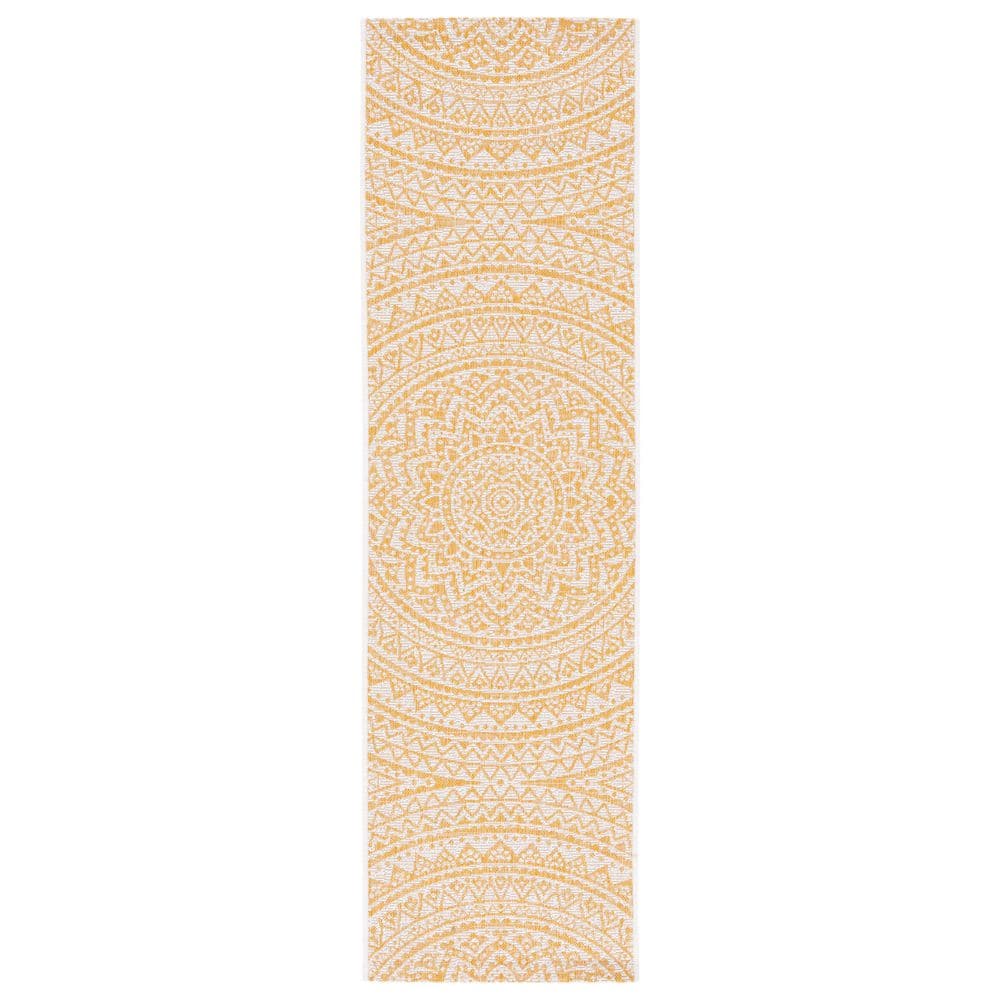 Courtyard Ivory/Gold 2 ft. x 8 ft. Medallion Indoor/Outdoor Runner Rug price history on PriceWatchPro