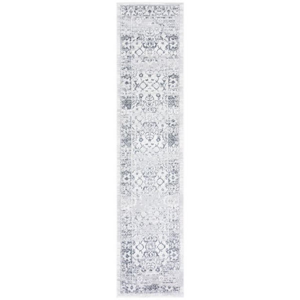 Toscana 2 ft. x 9 ft. Ivory/Gray Distressed Floral Runner Rug