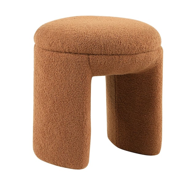 Burny Saddle Brown Upholstered Fabric Round Accent Ottoman Small (Under 22 in.)