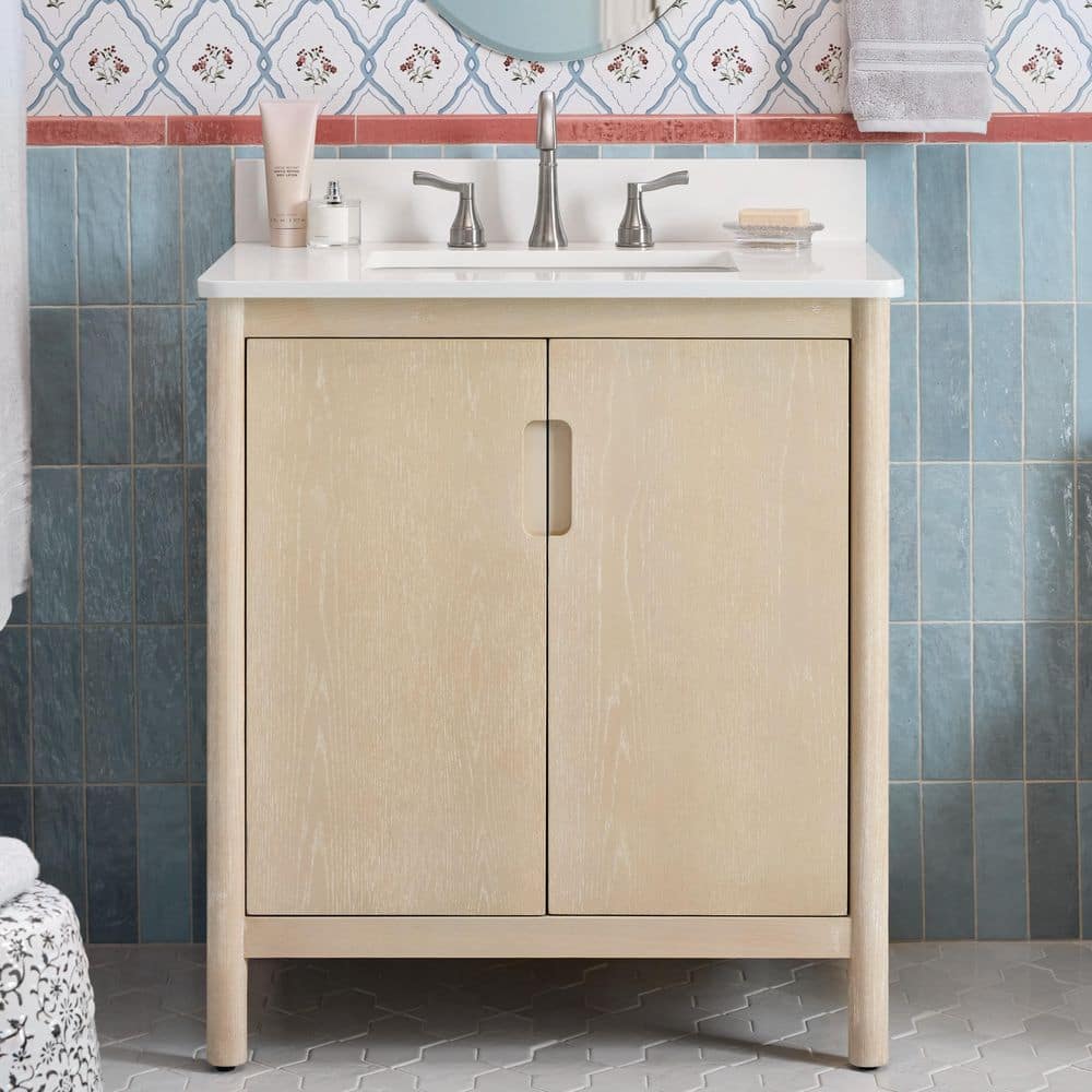 Home Decorators Collection Montrose 31 in. Single Sink Natural Elm