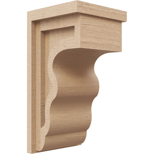 Ekena Millwork 6 in. x 6 in. x 12 in. Series 2 Wide Highland Rough Cedar Woodgrain Timberthane Polyurethane Corbel, Primed Tan