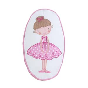 Little Girl Dancer Ballerina Tutu PrincessPolka Dot EmbroideryPinkCotton15 in.x9 in.x 3in.OvalDecorThrowPillow(Set of 1)