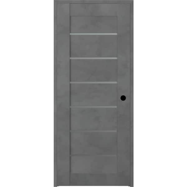 Belldinni 18 in. x 80 in. Vona 07-02 Dark Urban Left-Hand Solid Core 6-Lite Frosted Glass Wood Single Prehung Interior Door