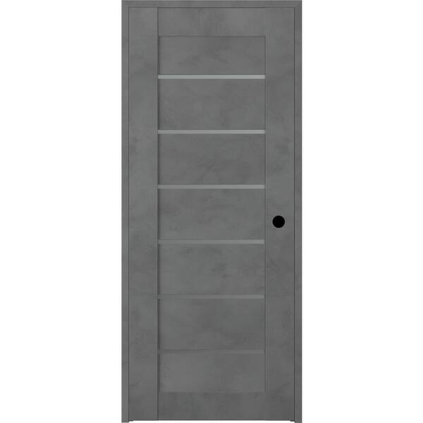 Belldinni 28 in. x 80 in. Vona 07-02 Dark Urban Left-Hand Solid Core 6-Lite Frosted Glass Wood Single Prehung Interior Door