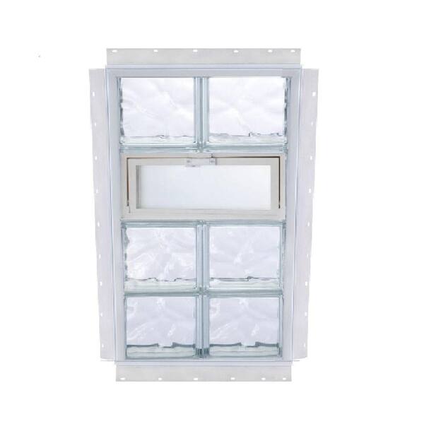 Unbranded 16 in. x 32 in. NailUp Vented Wave Pattern Glass Block Window