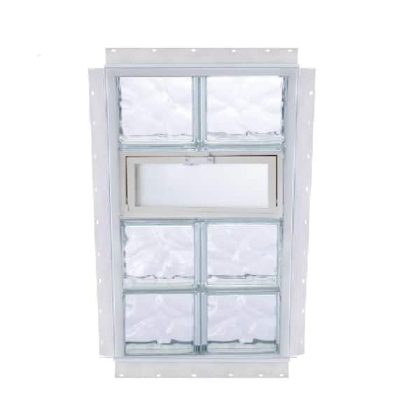 TAFCO WINDOWS NailUp 32 in. x 80 in. x 3-3/4 in. Vented Wave Pattern Glass Block New Construction Window with Vinyl Frame-DISCONTINUED