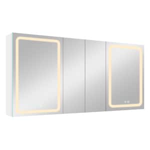 60 in. W x 30 in. H LED Rectangular Aluminum Medicine Cabinet with Mirror for Bathroom