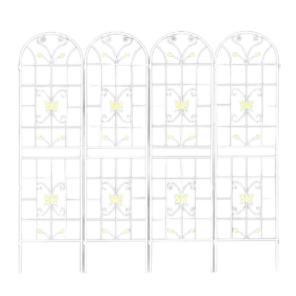 4-Pack Cream White 86.7 in. H Rustproof Metal Trellis Climbing Plants Outdoor Flower Support price history on PriceWatchPro