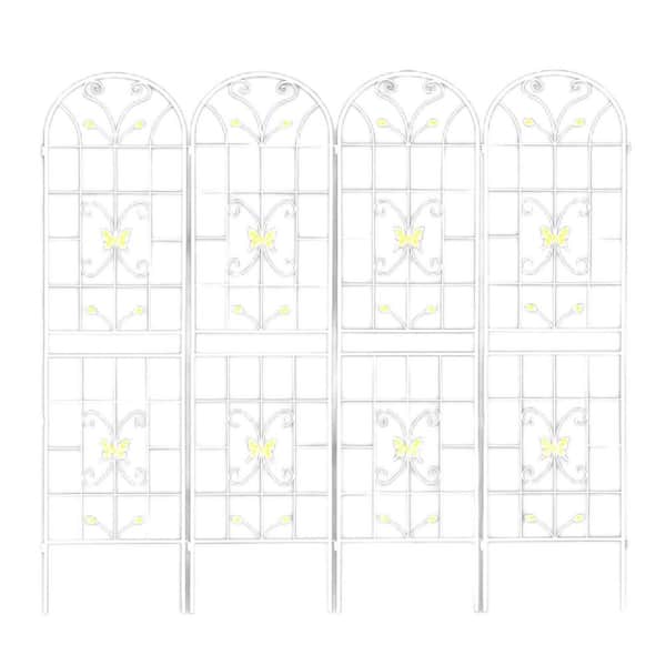 4-Pack Cream White 86.7 in. H Rustproof Metal Trellis Climbing Plants Outdoor Flower Support