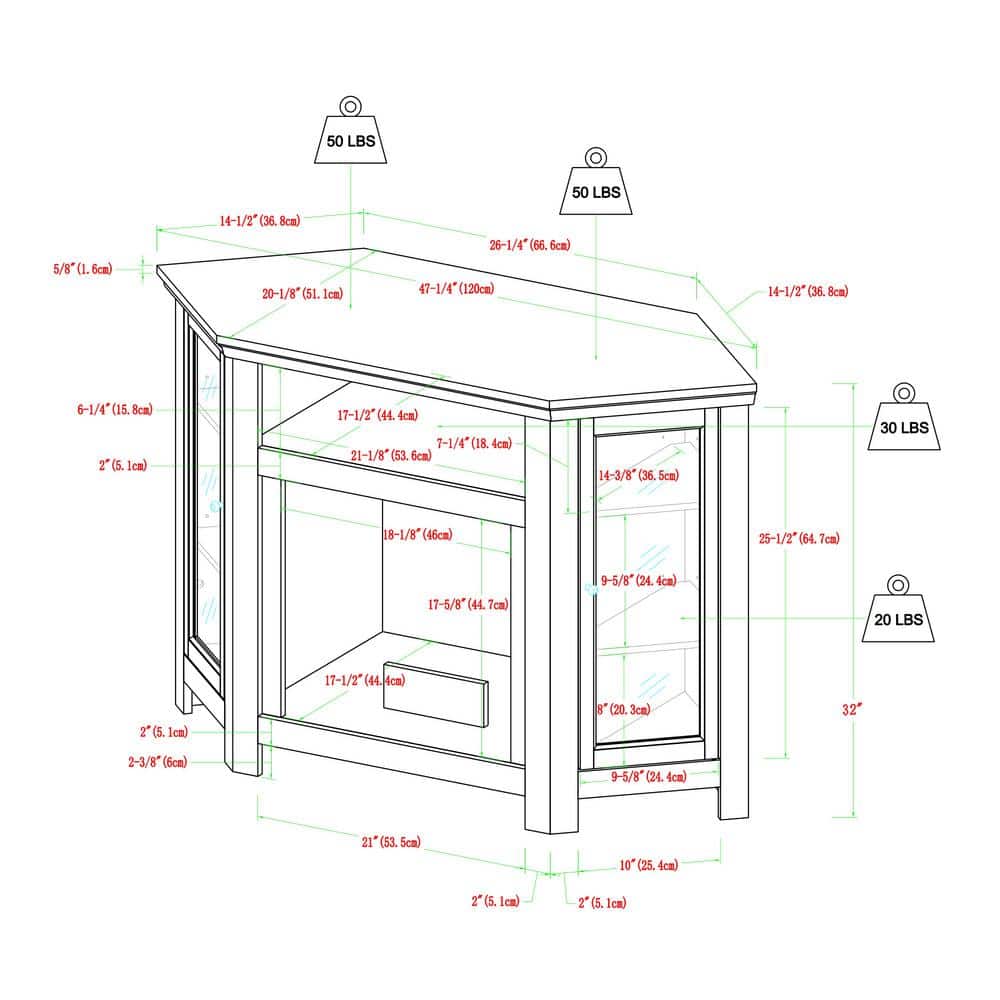 Brown Corner Fireplace TV Stand with Glass Doors for 55" TVs