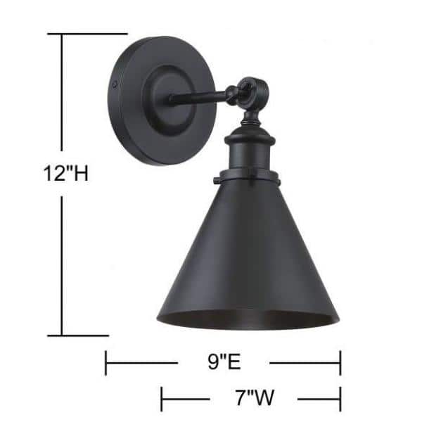 Glenn Matte Black Adjustable Cone Shade Wall Sconce
