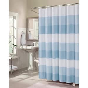 Ombre 72 in. Aqua Waffle Weave Fabric Shower Curtain