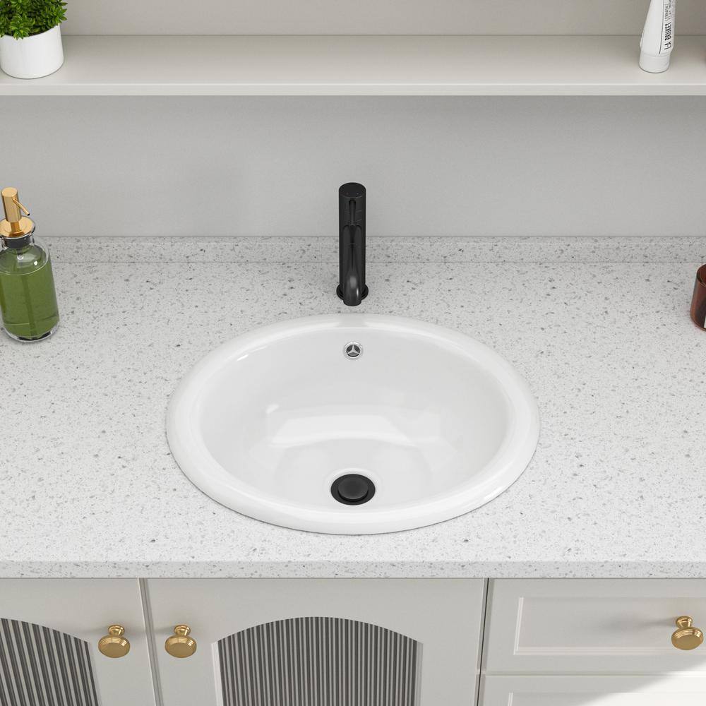 Glossy White Oval Ceramic Vessel Bathroom Sink