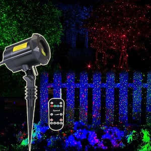 Red, Green and Blue Laser Christmas Projector Lights Outdoor, Motion Firefly with Remote Control and Cable Lock