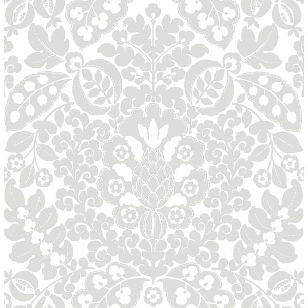 A-Street Prints Marni Grey Fruit Damask Wallpaper Sample