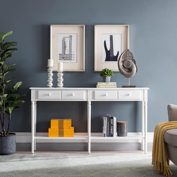 Leick Home Orchid White Coastal Double, How Tall Should A Hallway Console Table Be
