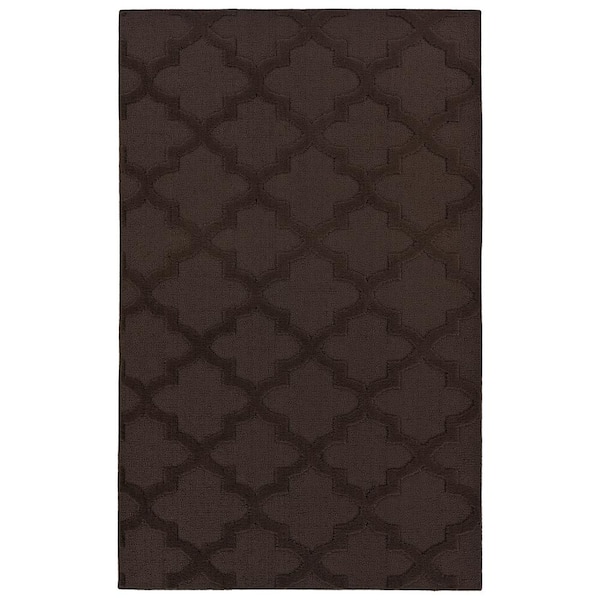 Garland Rug Mocha Quatro 5 ft. x 8 ft. Cut-loop Trellis Area Rug
