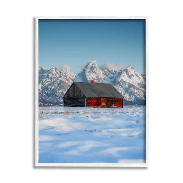 Stupell Industries Cabin in Snowy Mountains by Jared Kreiss 1-Piece Framed Graphic Print Nature Poster Art Print 20 in. x 16 in.