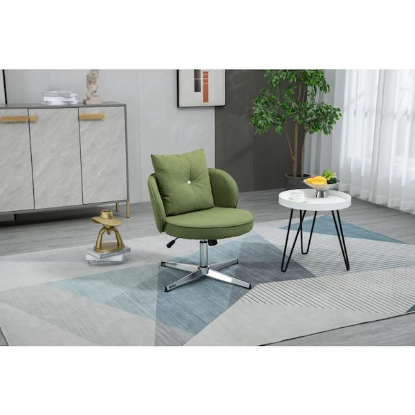 HOMEFUN Modern Contemporary Olive Green Linen Upholstered Swivel Barrel Accent Chair